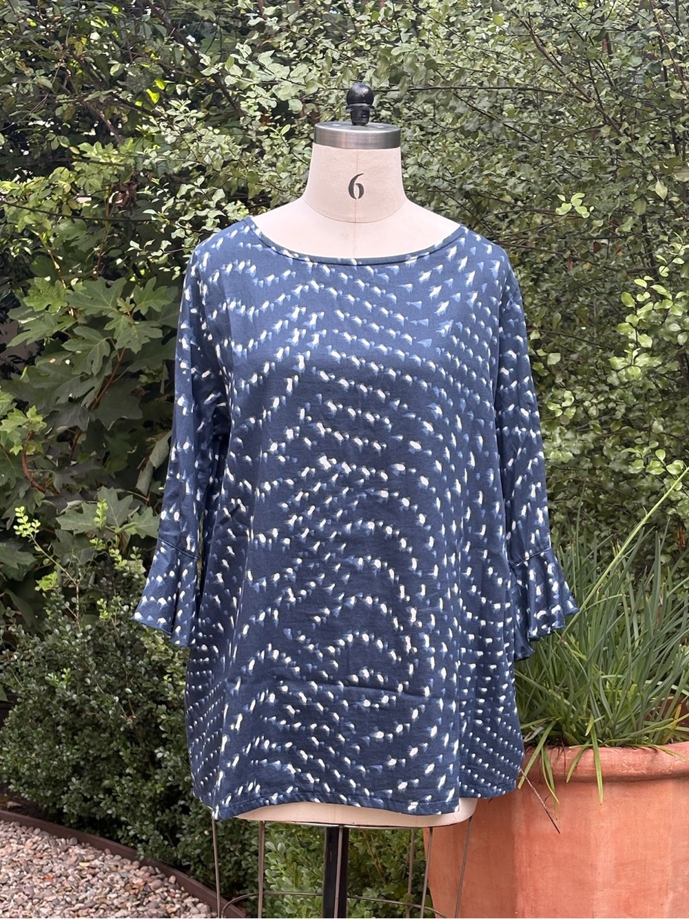 Bryn Walker ¾ sleeve tunic top with ruffled details - Size M